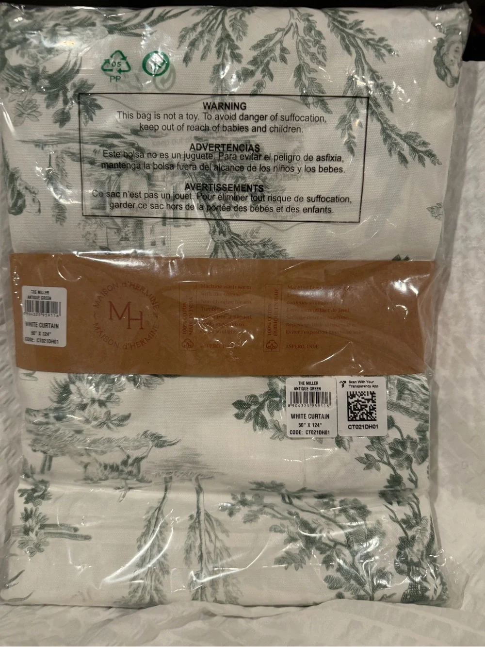 Green Toile Cotton Duvet Cover